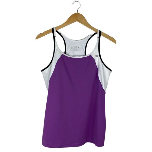 NEW BALANCE Women's Lined Purple White Color Block Lightning Dry Tank Top US XL - Picture 1 of 9